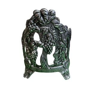 Vintage Carson Pewter Grapes Candle Holder/Wine Bottle Holder 6"x 5"